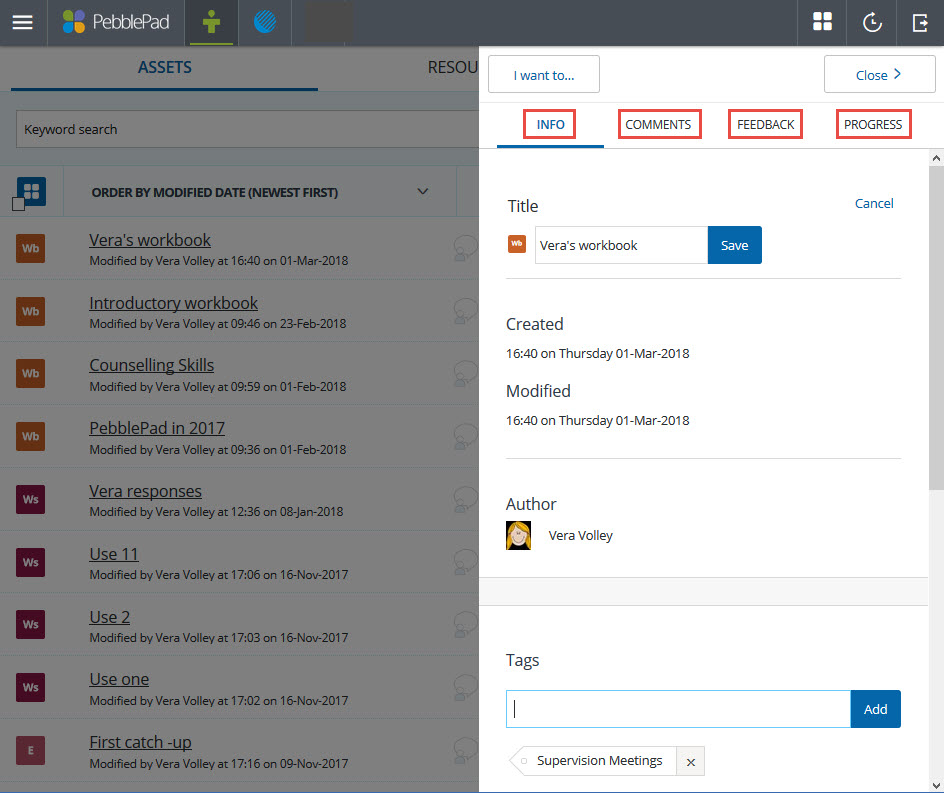 Open Asset Info Panel